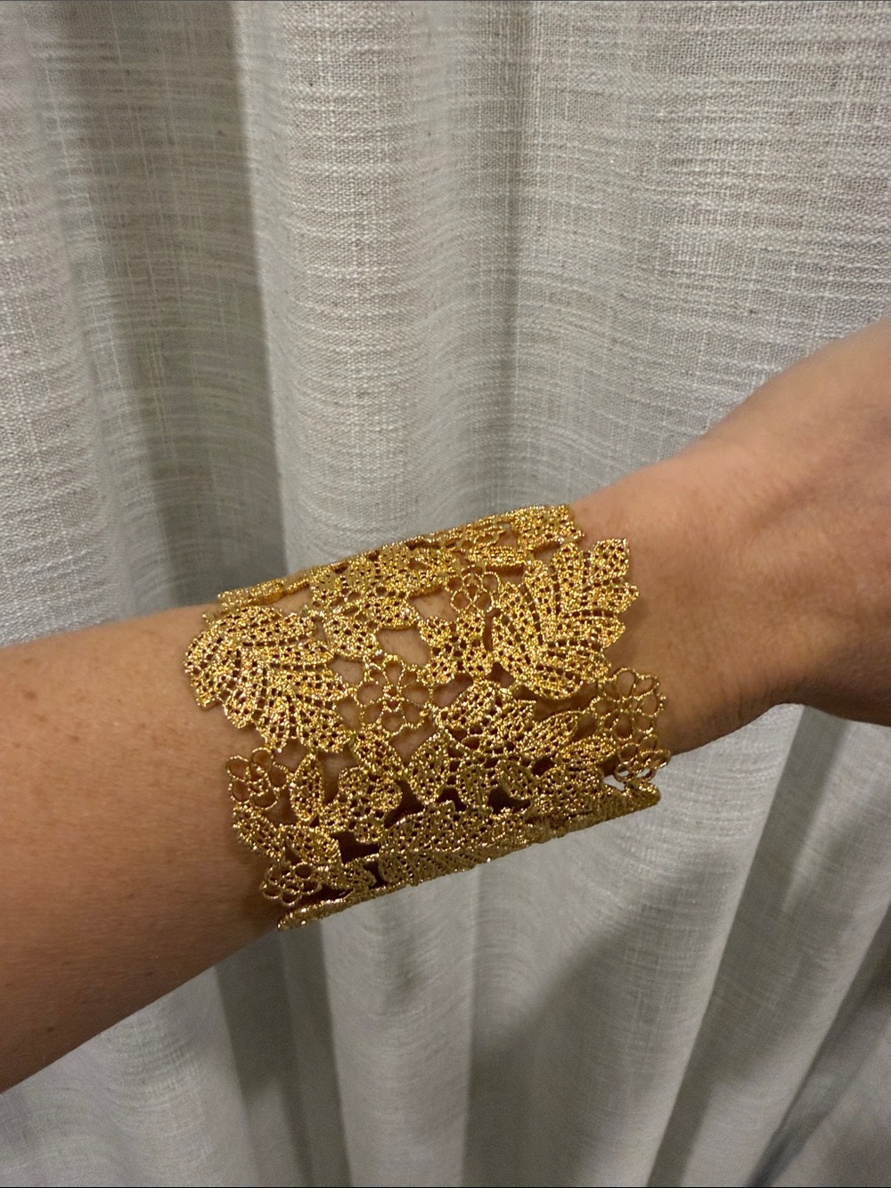Stella & Dot Gold Floral Filigree Cuff Bracelet